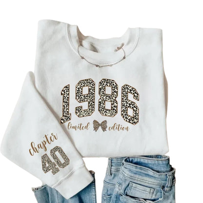 1986 Limited Edition Leopard Birthday Sweatshirt For Women, Custom 40th Birthday Sweatshirts 2D0938