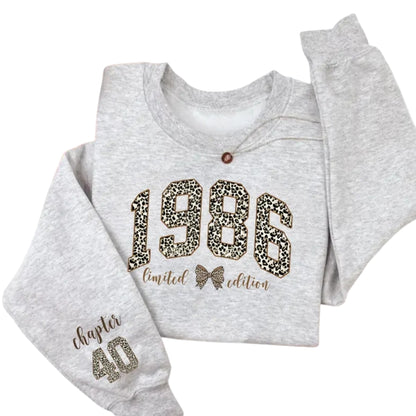 1986 Limited Edition Leopard Birthday Sweatshirt For Women, Custom 40th Birthday Sweatshirts 2D0938