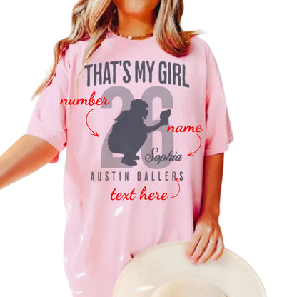That's My Girl Custom Softball Mom Dad T Shirts, Custom Matching Softball Family Shirts ET0572