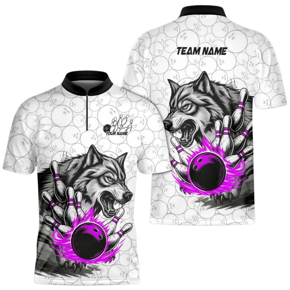 Wolf Custom Mens Bowling Jersey, Custom Wolf Bowling Team Shirt BZ0984
