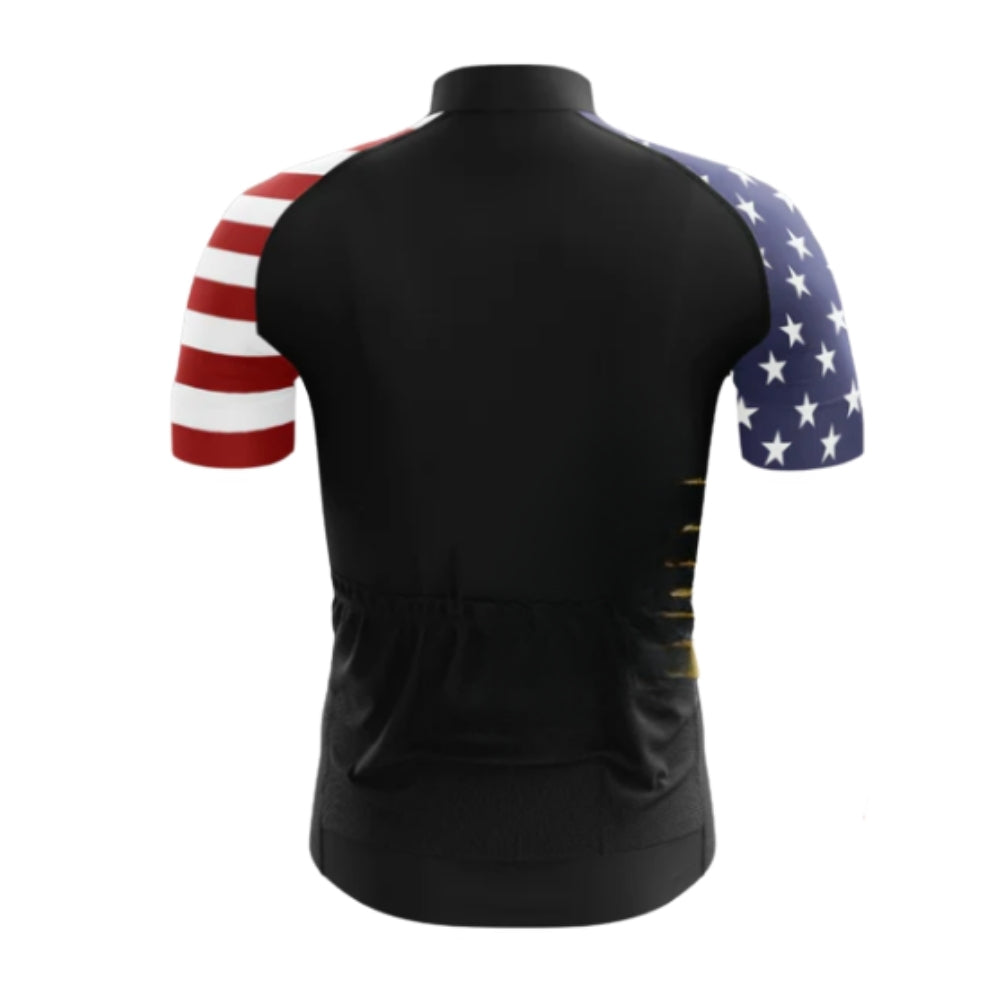 American Flag Short Sleeve Cycling Jersey For Men, Patriotic Cycling Jerseys CG0427