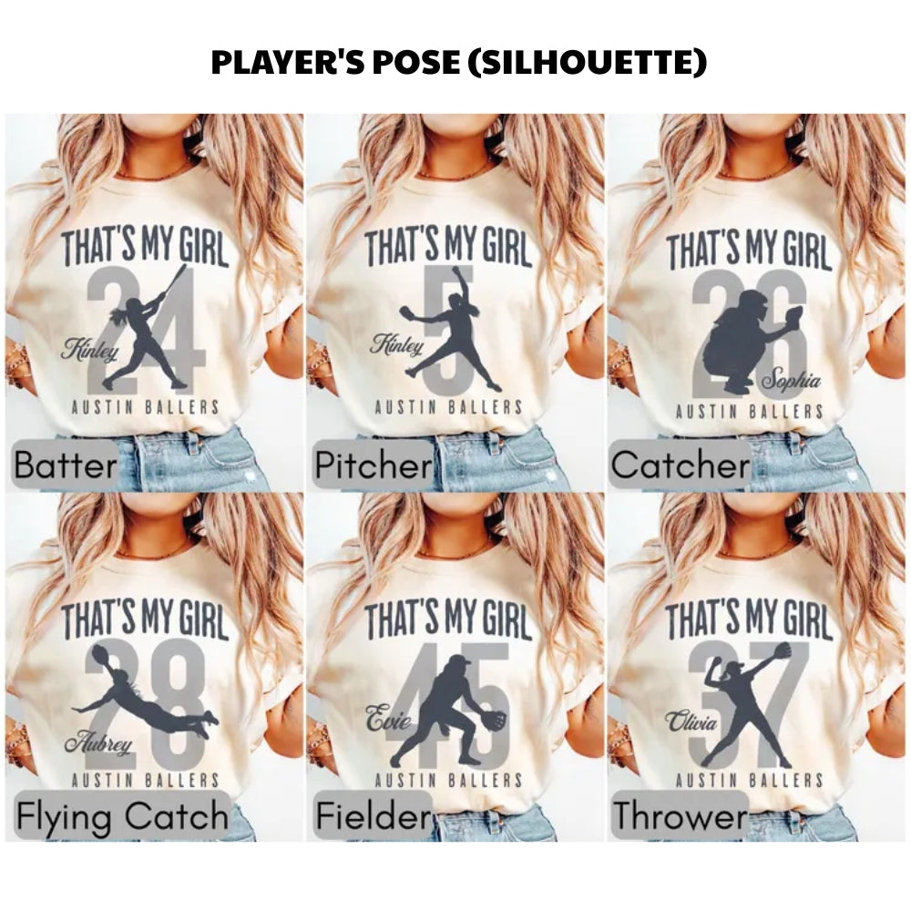 That's My Girl Custom Softball Mom Dad T Shirts, Custom Matching Softball Family Shirts ET0572