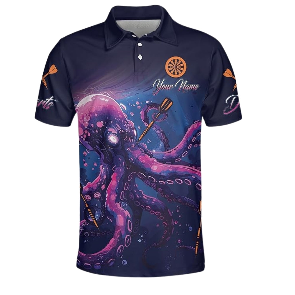 Custom Octopus Purple Darts Men Polo Shirt, Custom Octopus Darts Team Shirts DZ0030