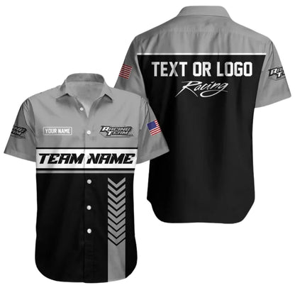 Custom Team Racing Car Hawaiian Shirt With Logo, Personalized Race Car Mechanic Uniforms HE0218