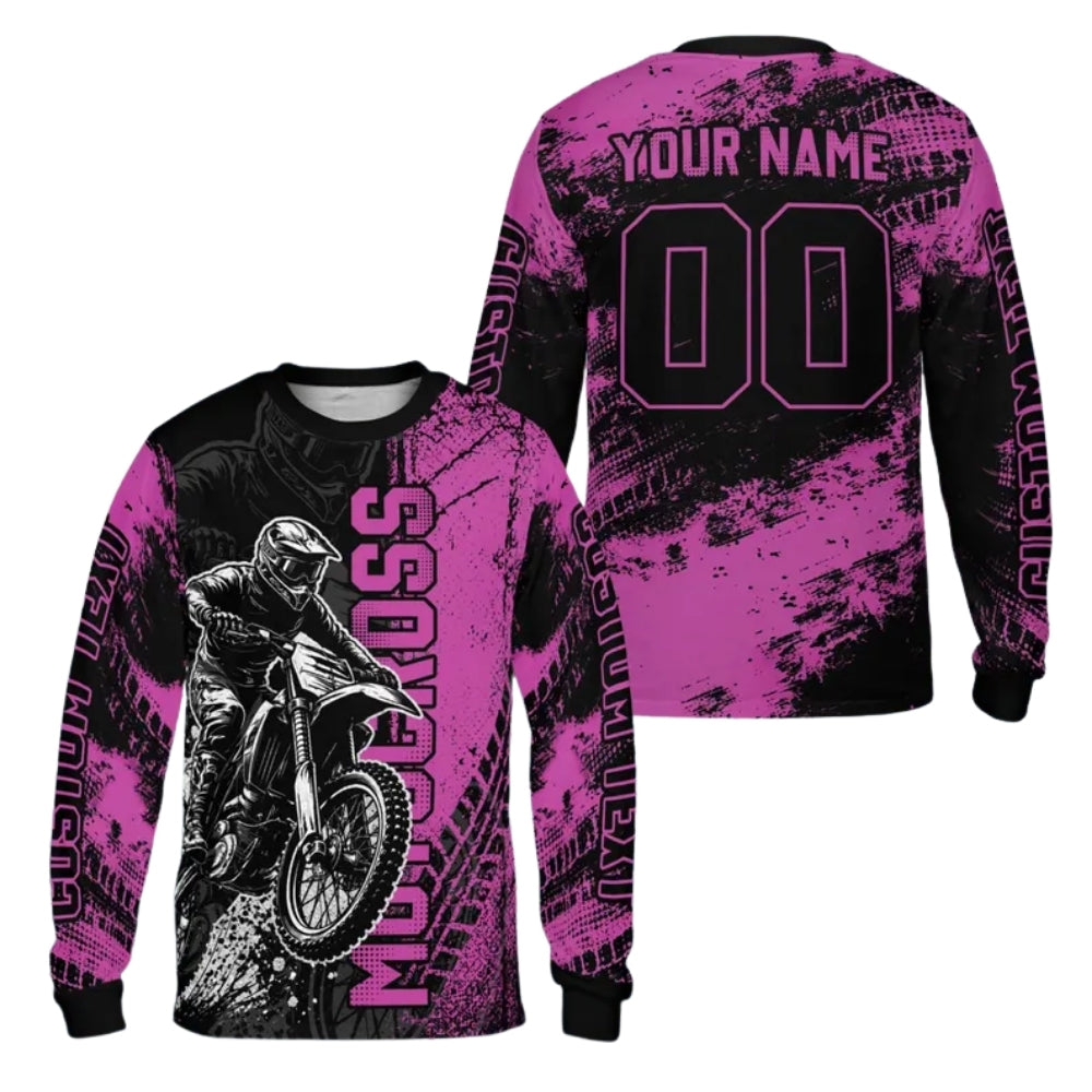 Custom Orange Grunge Black Motocross Long Sleeve Jersey For Men, Custom Dirt Bike Jersey ME0059