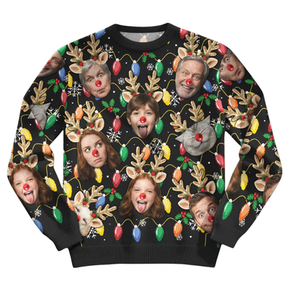 Custom Family Faces Ugly Christmas Sweashirt, Custom Photo Christmas Sweatshirt 2D1097