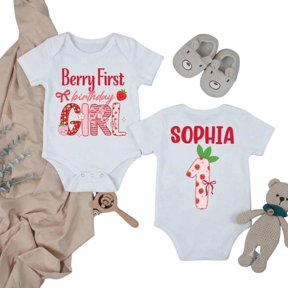 Personalized Berry First Birthday Girl Matching Family T Shirt, Custom Strawberry 1st Birthday Matching Shirts For Family ET1075