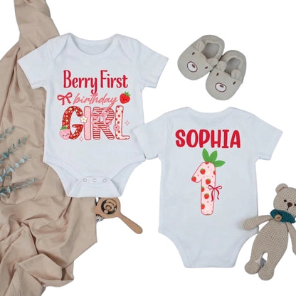 Personalized Berry First Birthday Girl Matching Family T Shirt, Custom Strawberry 1st Birthday Matching Shirts For Family ET1075