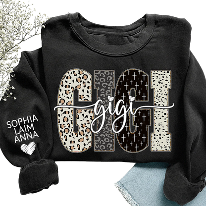Personalized Gigi Leopard Sweatshirt With Grandkids Names, Custom Grandma Sweatshirt 2D1013