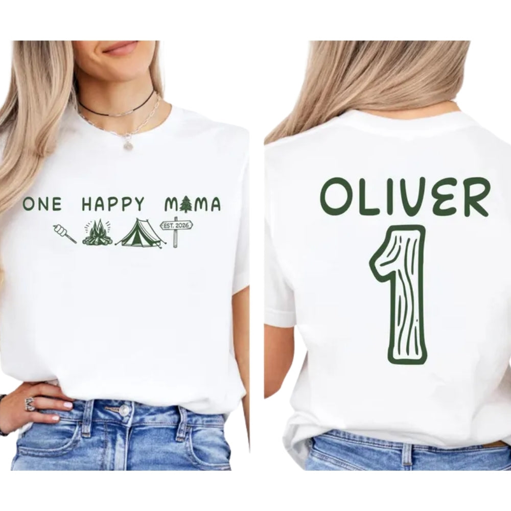 One Happy Camper Custom 1st Birthday Family Matching T Shirt, Custom Family Camping First Birthday Shirts ET0881