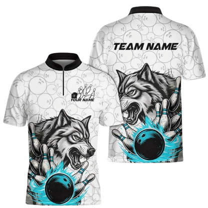 Wolf Custom Mens Bowling Jersey, Custom Wolf Bowling Team Shirt BZ0984