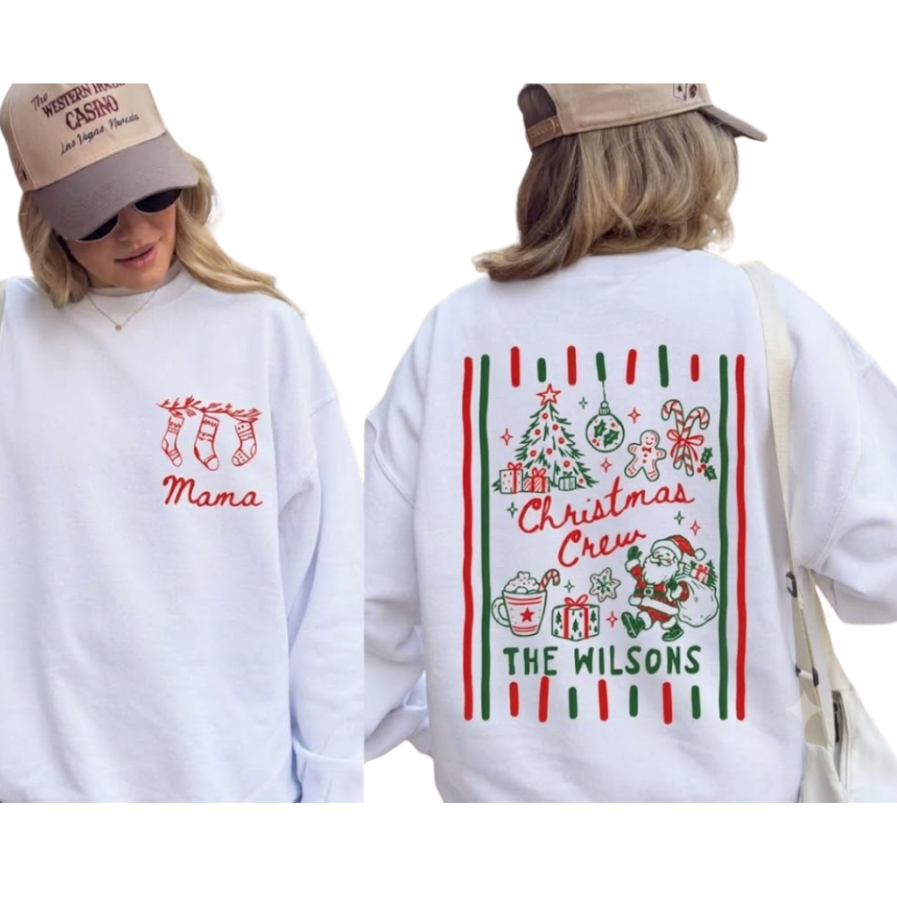 Christmas Crew Custom Family Name Matching Sweatshirt, Custom Christmas Sweashirt For Family ET1676