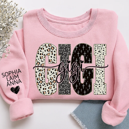 Personalized Gigi Leopard Sweatshirt With Grandkids Names, Custom Grandma Sweatshirt 2D1013