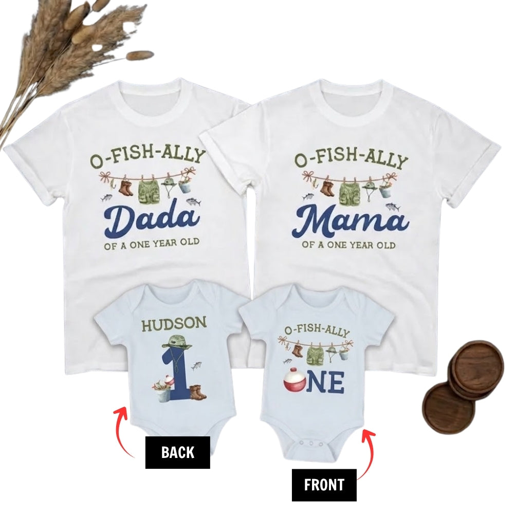 O-Fish-Ally One O-Fish-Ally Dada Mama Of A One Year Old Matching 1st Birthday Family T Shirt, First Birthday Fishing Family Shirts ET1076