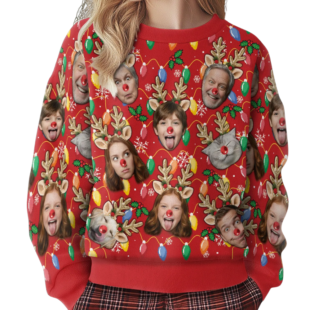 Custom Family Faces Ugly Christmas Sweashirt, Custom Photo Christmas Sweatshirt 2D1097