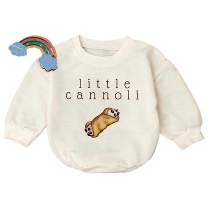 Little Cannoli Baby Romper Sweatshirt, Cannoli Baby Romper Sweater BB0469