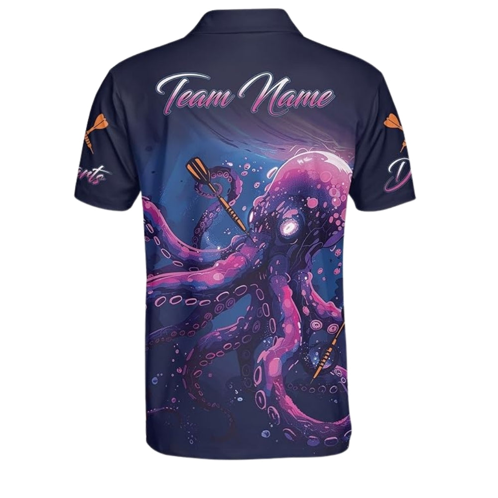 Custom Octopus Purple Darts Men Polo Shirt, Custom Octopus Darts Team Shirts DZ0030