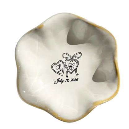 Personalized Wedding Engagement Ring Dish For Bride, Custom Bridal Shower Jewelry Dish WD0254