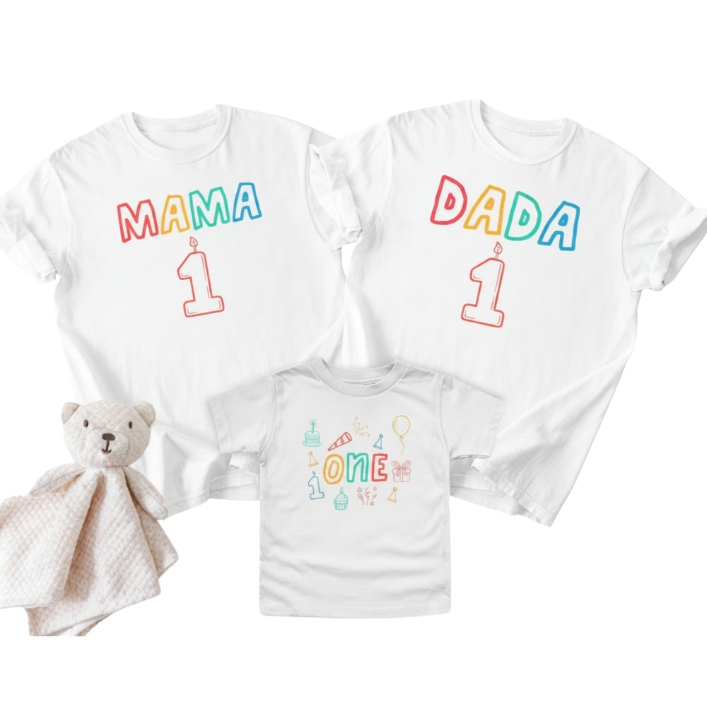 Matching 1st Birthday Family T Shirts, First Birthday Family Shirts For Mom And Dad ET0146