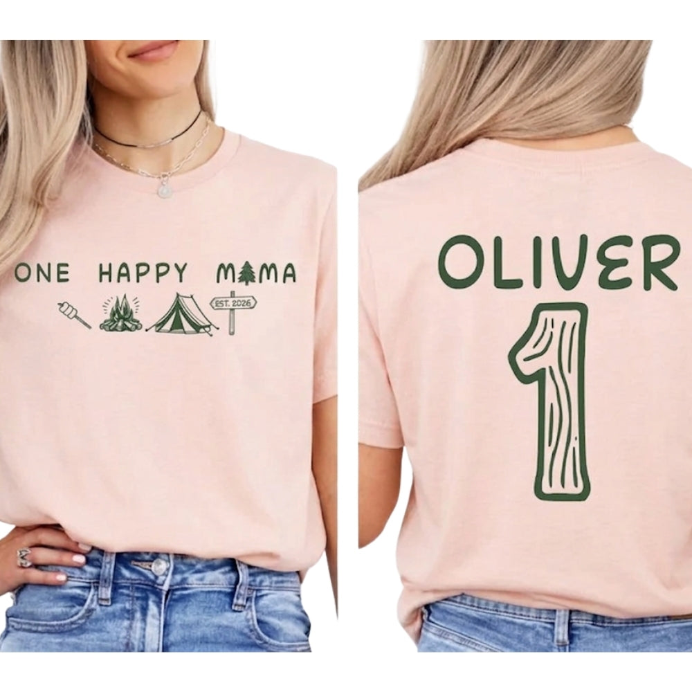 One Happy Camper Custom 1st Birthday Family Matching T Shirt, Custom Family Camping First Birthday Shirts ET0881