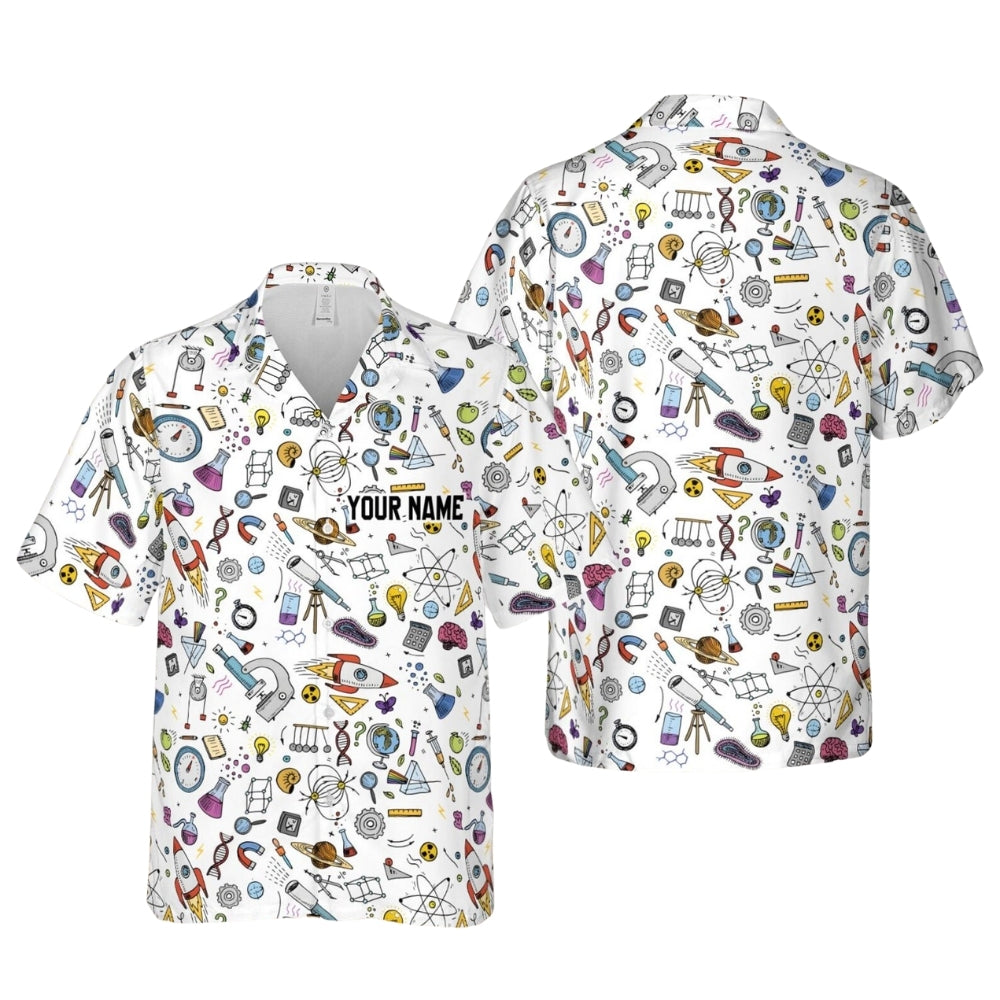Custom Name Science Teacher Hawaiian Shirt Men And Women, Custom Scientists Science Lover Hawaiian Shirts HE0081