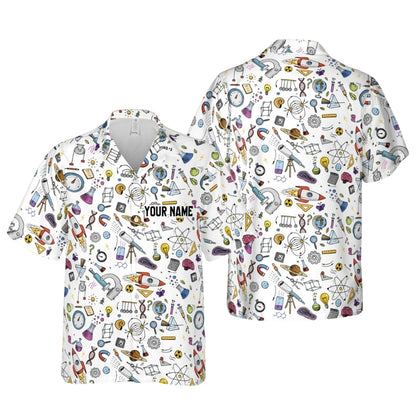 Custom Name Science Teacher Hawaiian Shirt Men And Women, Custom Scientists Science Lover Hawaiian Shirts HE0081