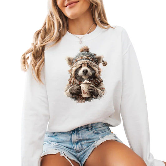Winter Raccoon Sweatshirt For Women, Raccoon Sweatshirt 2D0627