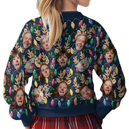 Custom Family Faces Ugly Christmas Sweashirt, Custom Photo Christmas Sweatshirt 2D1097