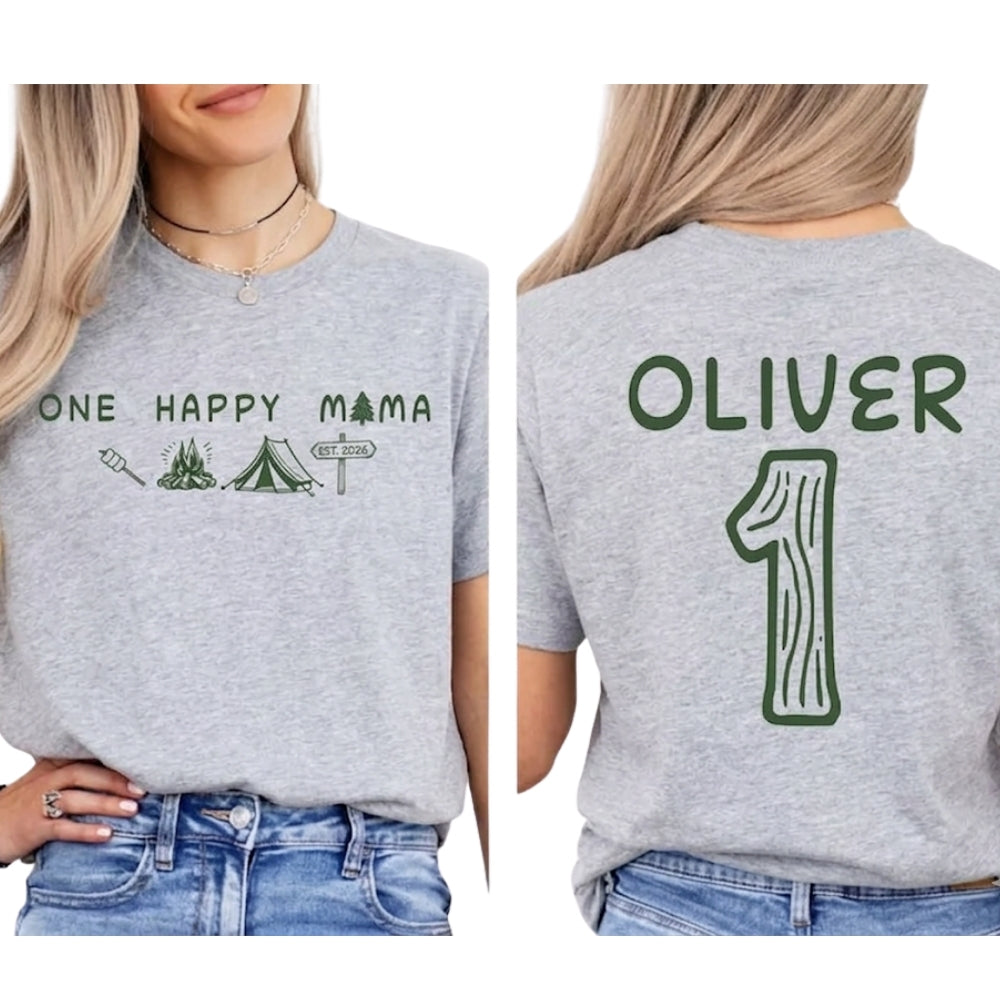 One Happy Camper Custom 1st Birthday Family Matching T Shirt, Custom Family Camping First Birthday Shirts ET0881