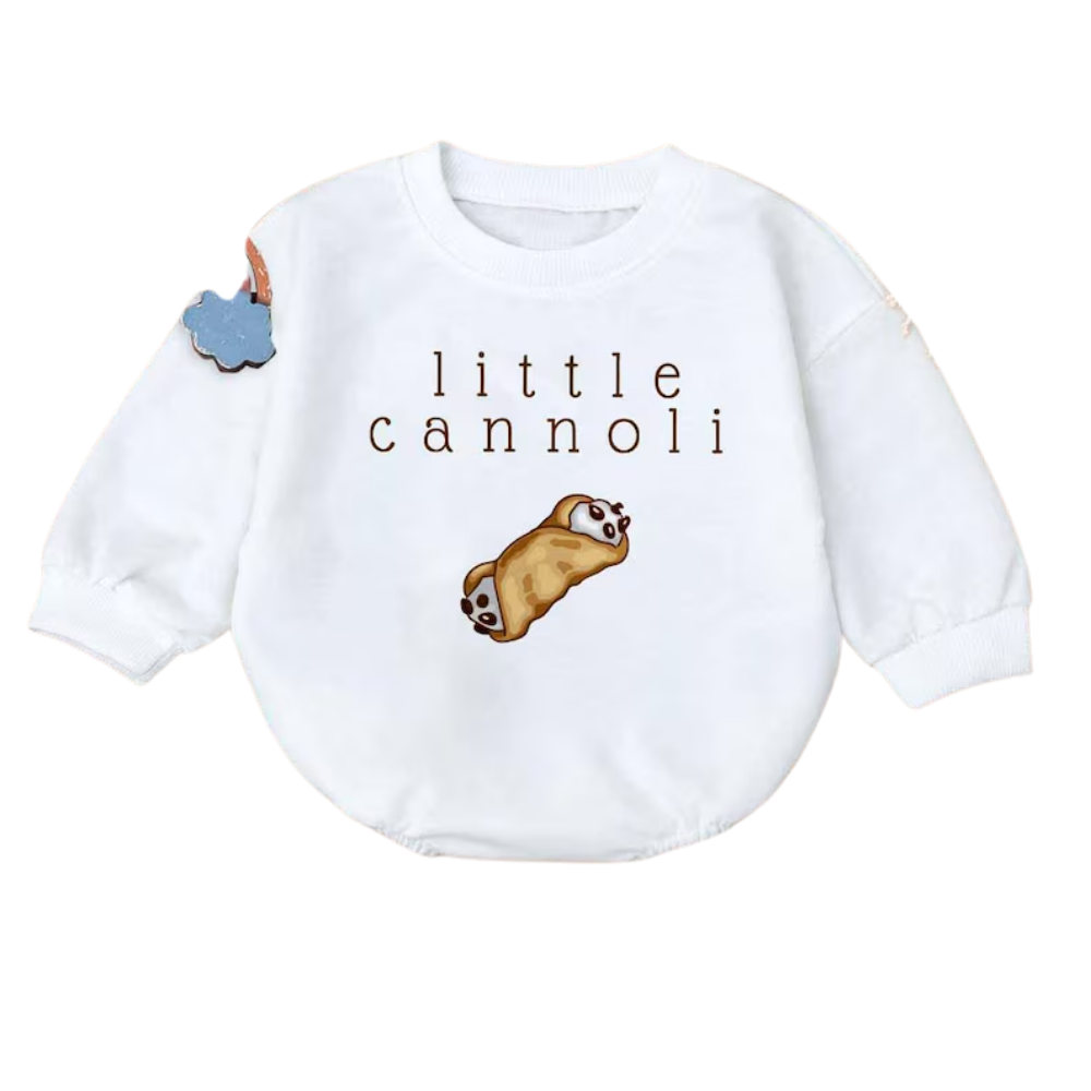 Little Cannoli Baby Romper Sweatshirt, Cannoli Baby Romper Sweater BB0469