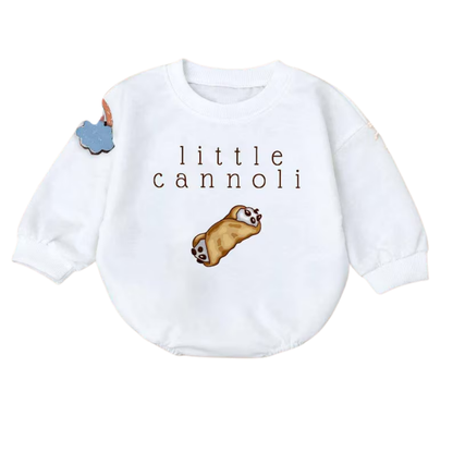 Little Cannoli Baby Romper Sweatshirt, Cannoli Baby Romper Sweater BB0469
