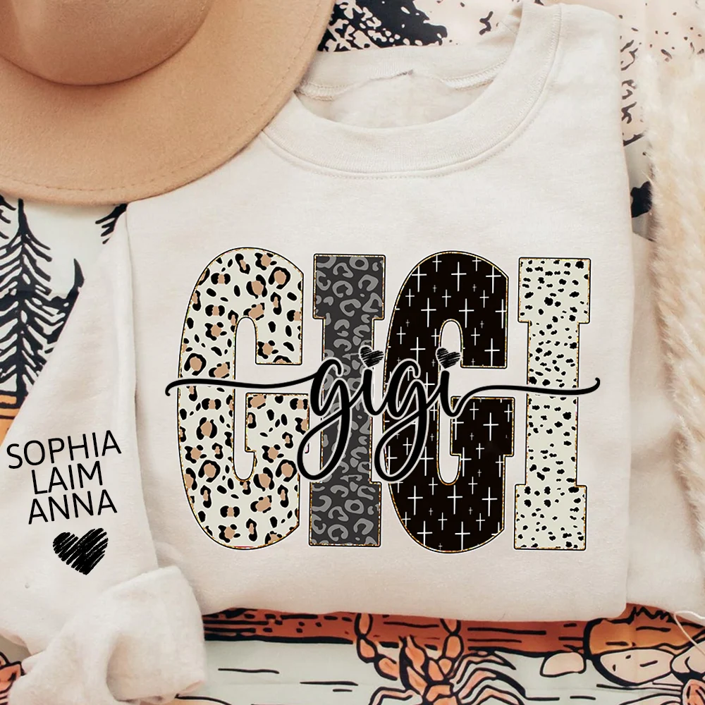 Personalized Gigi Leopard Sweatshirt With Grandkids Names, Custom Grandma Sweatshirt 2D1013