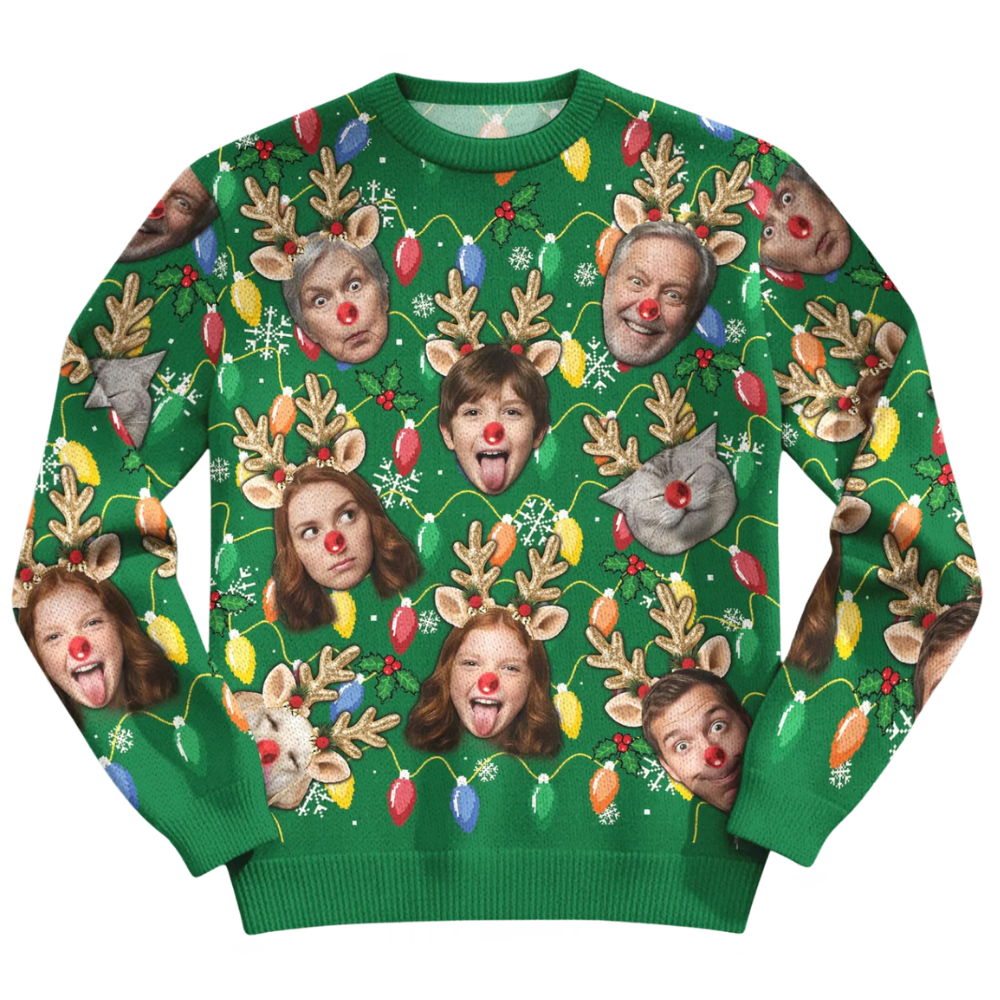 Custom Family Faces Ugly Christmas Sweashirt, Custom Photo Christmas Sweatshirt 2D1097