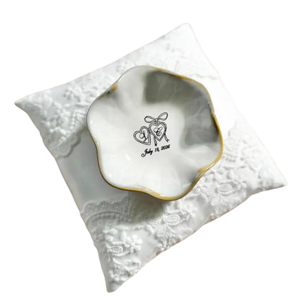 Personalized Wedding Engagement Ring Dish For Bride, Custom Bridal Shower Jewelry Dish WD0254