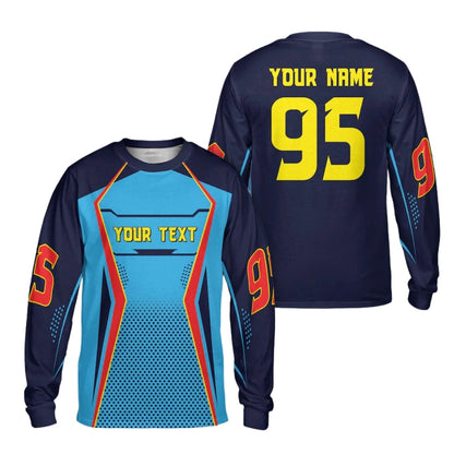 Custom Number And Name Motocross Jersey Long Sleeve For Men, Custom Dirt Bike Shirts ME0060