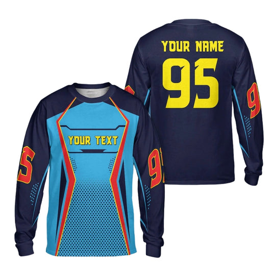 Custom Number And Name Motocross Jersey Long Sleeve For Men, Custom Dirt Bike Shirts ME0060