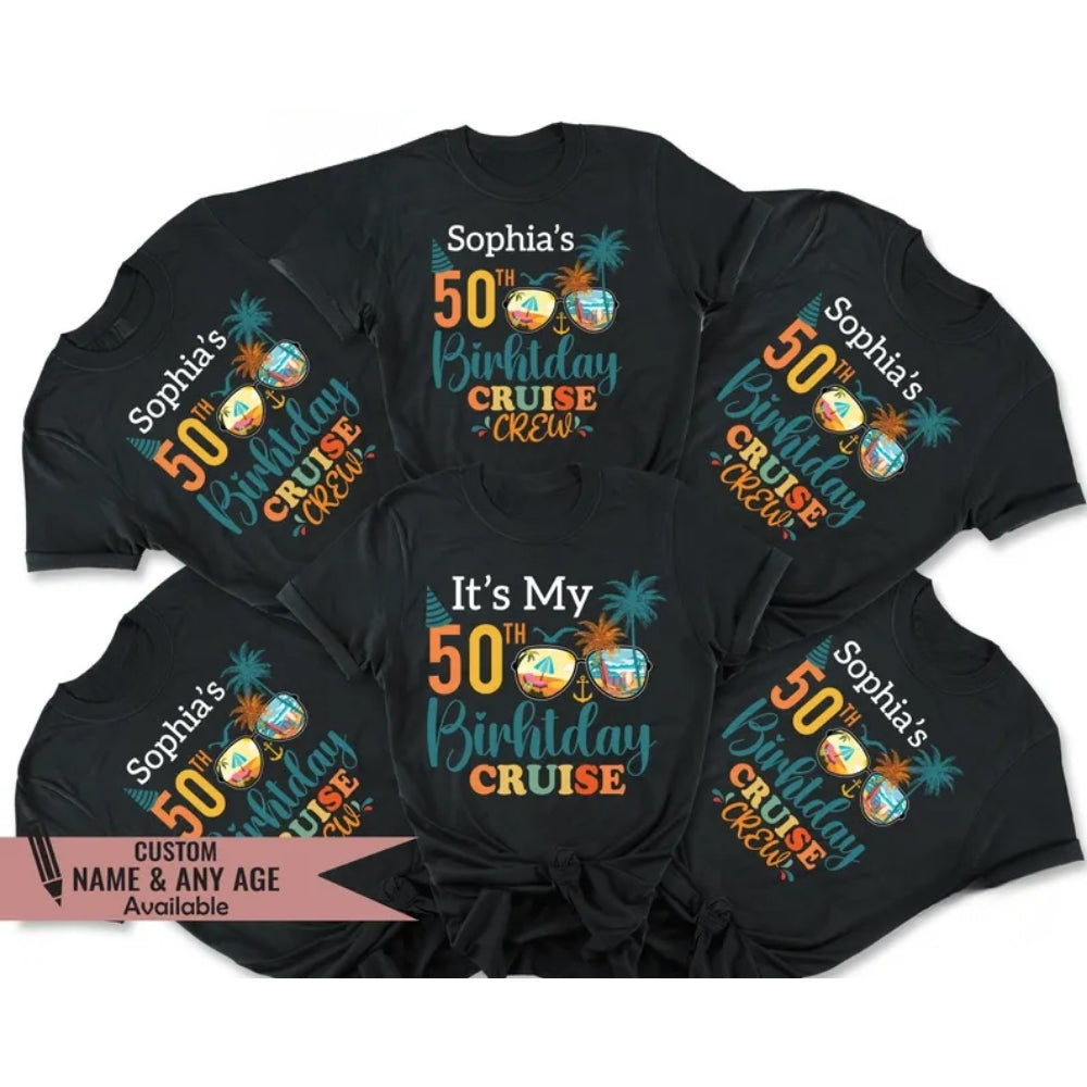 It's My 50th Birthday Cruise Custom Matching Family T Shirt, Custom Matching Family Cruise Shirts For 50th Birthday ET0289