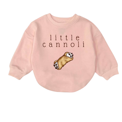 Little Cannoli Baby Romper Sweatshirt, Cannoli Baby Romper Sweater BB0469