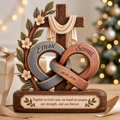 Custom Cross Christian Wedding Layer Wooden Plaque, Custom Faith Wedding Wooden Block WD0886