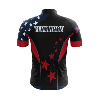 Custom American Flag Cycling Short Sleeve Jersey For Men, Custom Patriotic Cycling Jerseys CG0488