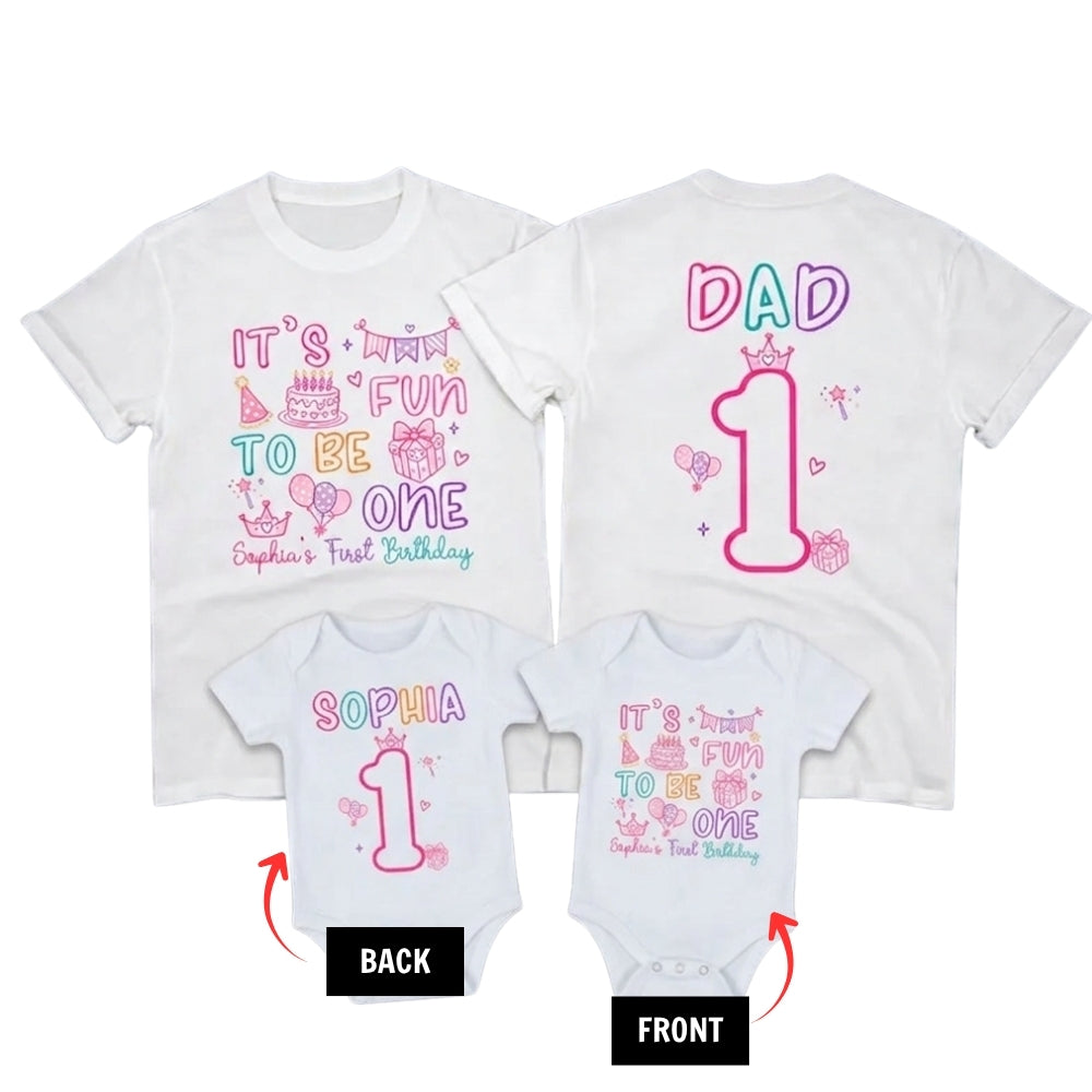 It's Fun To Be One Custom Birthday Girl Family Matching T Shirt, Custom Birthday Day Matching Shirt For Family ET1077