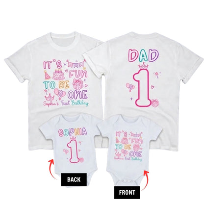 It's Fun To Be One Custom Birthday Girl Family Matching T Shirt, Custom Birthday Day Matching Shirt For Family ET1077