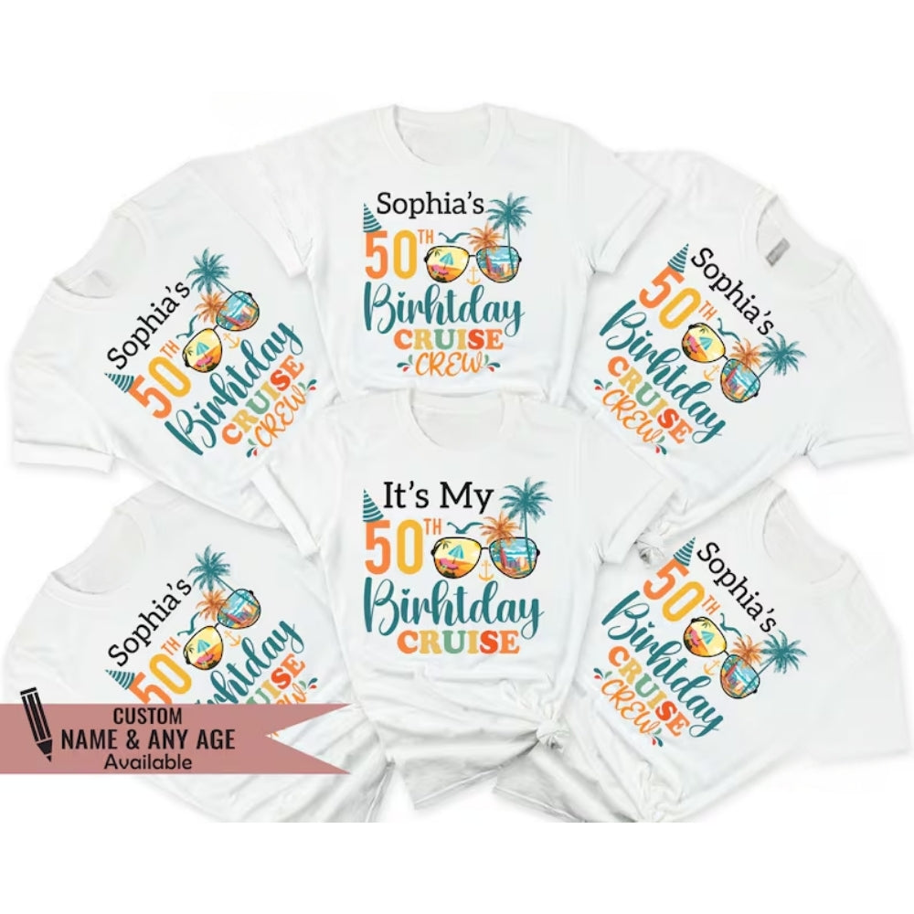It's My 50th Birthday Cruise Custom Matching Family T Shirt, Custom Matching Family Cruise Shirts For 50th Birthday ET0289