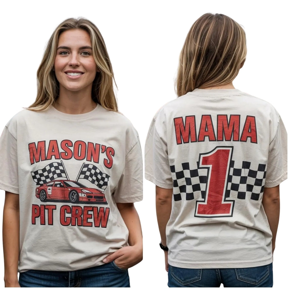 Pit Crew Custom Matching Race Car Birthday Family T Shirts, Custom Birthday Boy Matching Shirts For Family ET0436