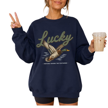 Lucky Mallard Duck Sweatshirt For Men Women, Duck Hunting Lover Sweatshirt 2D1174