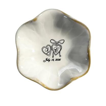 Personalized Wedding Engagement Ring Dish For Bride, Custom Bridal Shower Jewelry Dish WD0254