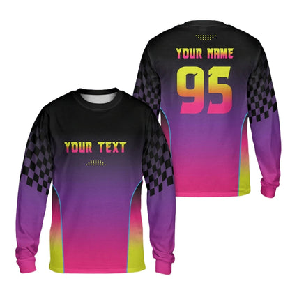 Custom Number And Name Motocross Jersey Long Sleeve For Men, Custom Dirt Bike Shirts ME0060