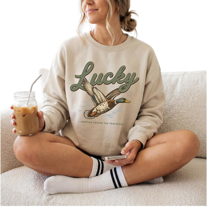 Lucky Mallard Duck Sweatshirt For Men Women, Duck Hunting Lover Sweatshirt 2D1174