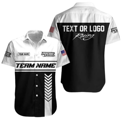 Custom Team Racing Car Hawaiian Shirt With Logo, Personalized Race Car Mechanic Uniforms HE0218