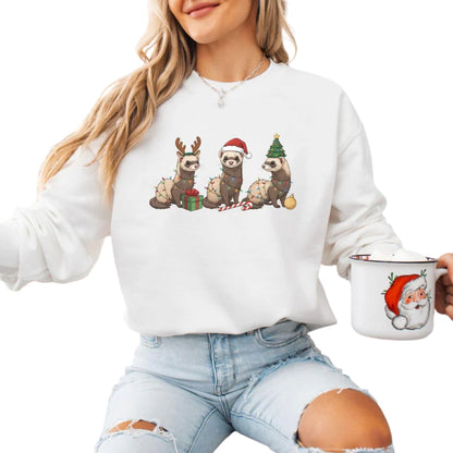 Women's Ferret Christmas Sweatshirt, Ferret Lover Sweatshirt 2D0628